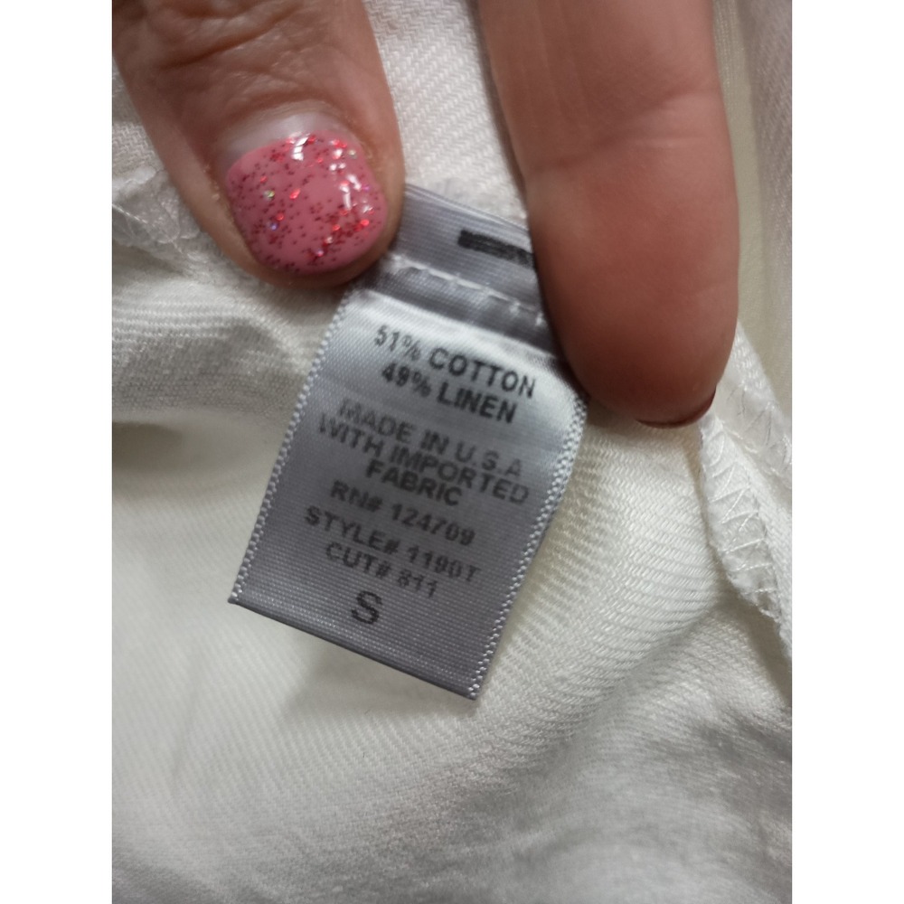 IC By Connie K Lagenlook Tunic Top Womens Small Black White Linen Bell‎ Sleeve - Picture 6 of 11